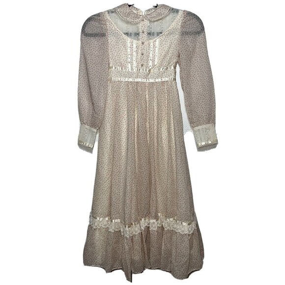 Vintage Gunne Sax Jeunes Filles By Jessica Size 7 Calico Floral Prairie Dress M
